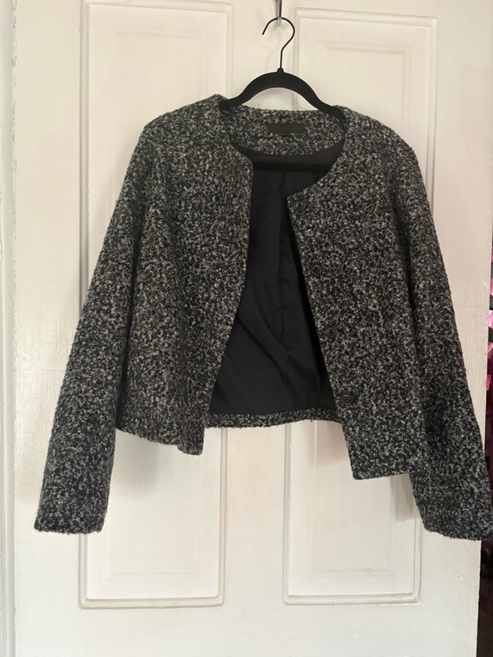 Uniqlo Gray Bouclé Open-Front Jacket